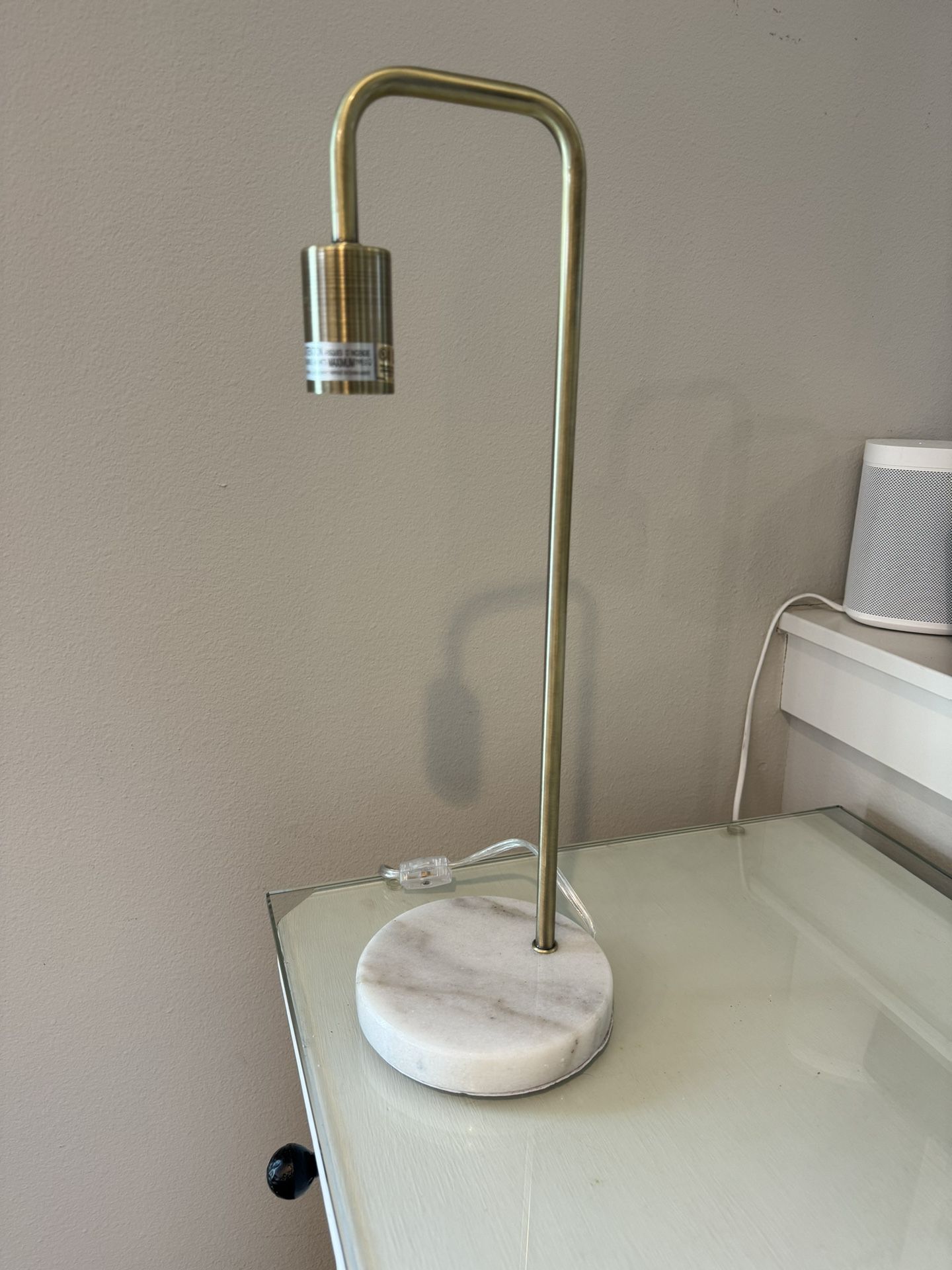 Marble And Gold Table Top Light With On Off Switch