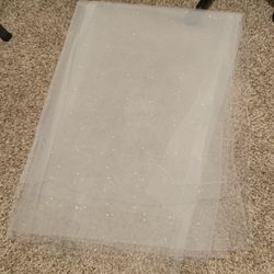 All Over Jewel Mesh White with Clear Rhine Fabric Tulle