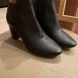 $990 Chloe Lauren Scalloped Leather Chelsea Ankle Boots Black Size 7.5 EU 41
