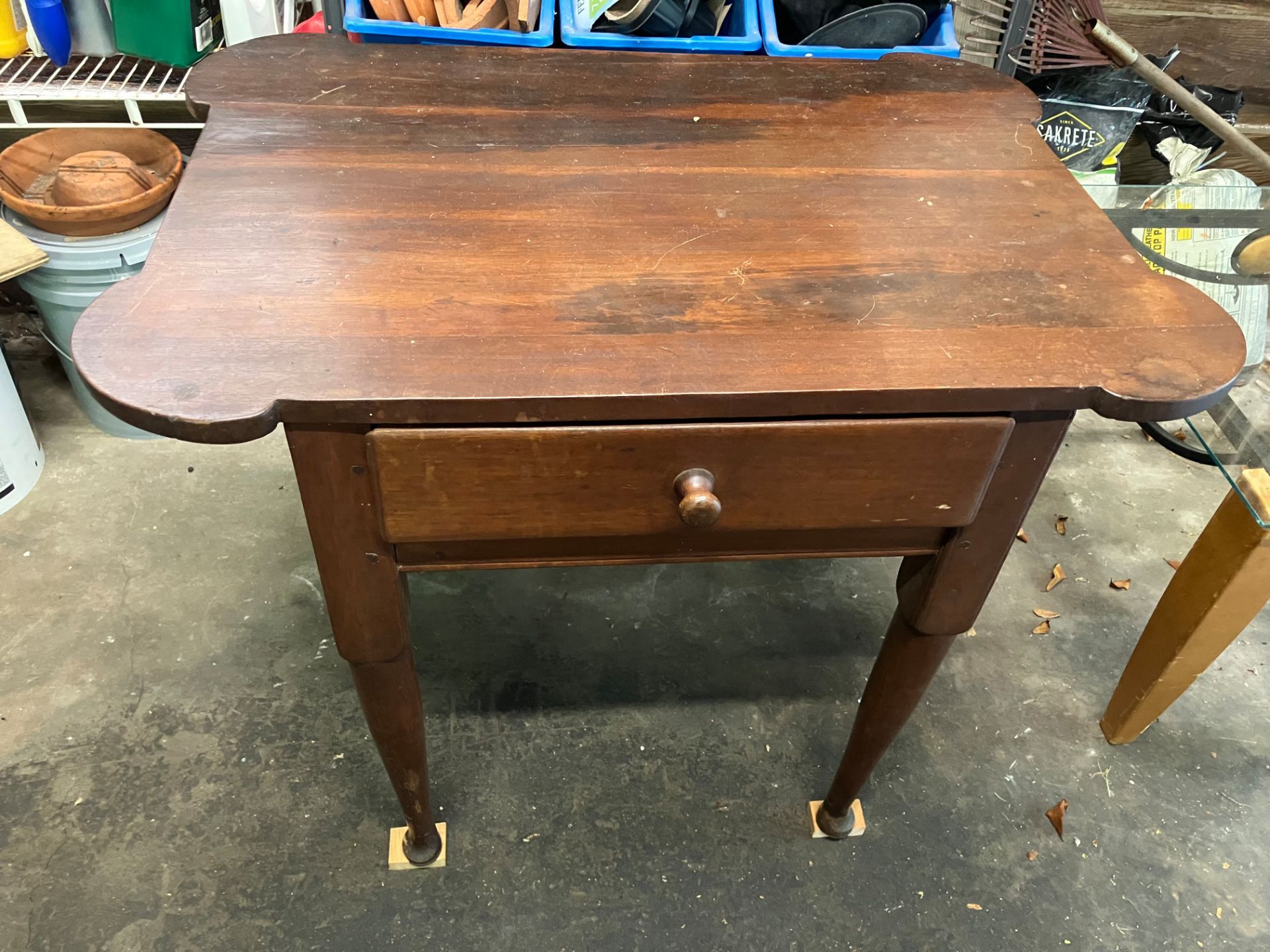 Walnut/ yellow NC serving table