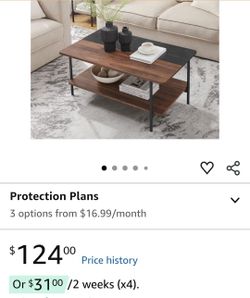 Modern Two-Tiered Coffee Table, Dual-Tone Finish, 39.4 L X 23.6 W X 17.7 H Inches