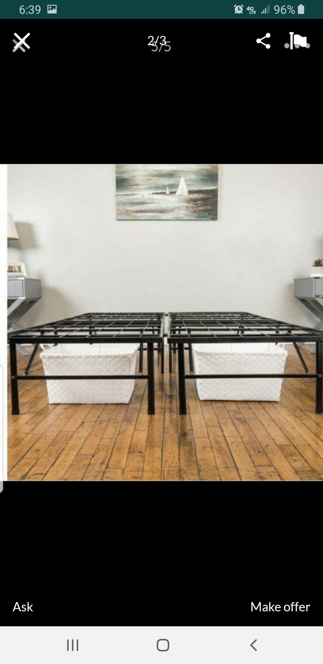 Twin Bed Metal Matress Support. Foldable. Cama Personal