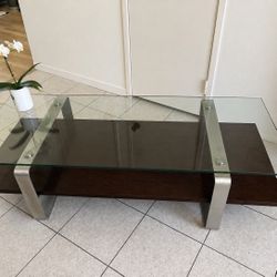 BDI Modern Glass Coffee Table – Metal & Wood – Heavy, High Quality