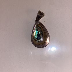 Taxco Mexico 925 Sterling Silver Abalone Shell Oval Pendant