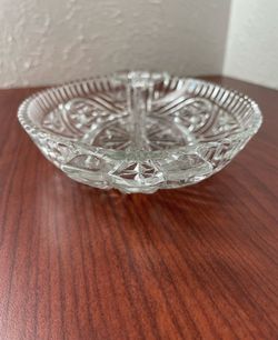 Vintage Anchor Hocking Star of David Divided 9" Relish Dish Set Of 2