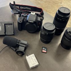 Canon Rebel T5i DSLR camera w 3 lenses mic attach 2 batt sd card no trades pick up in Tacoma FIRM PRICE I DO NOT HAVE THE SHUTTER COUNT 