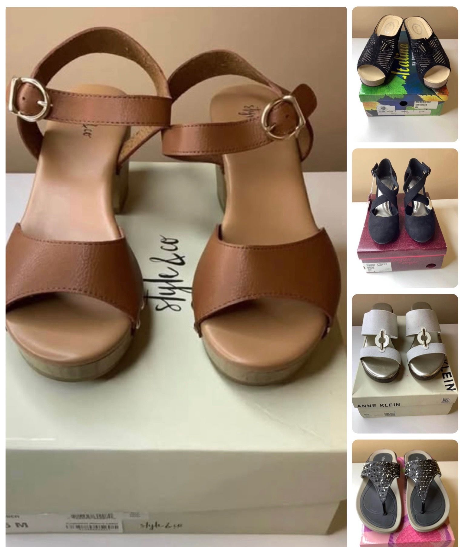 Women Size 6 Wedge Sandals and Heels Bundle of 5 Pairs, Preloved