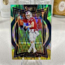 2024 Panini Select Drake Maye Concourse Green & Yellow Shock Prizm Patriots RC