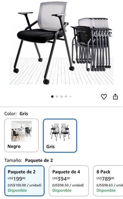 Gray Folding Office Chairs with Wheels – 2 Pack-set dos piezas sillas de escritorio