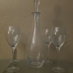 Etched Decanter + Matching Glasses