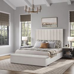 Sophisticated Design, Channel tufted upholstered bed w/Storage