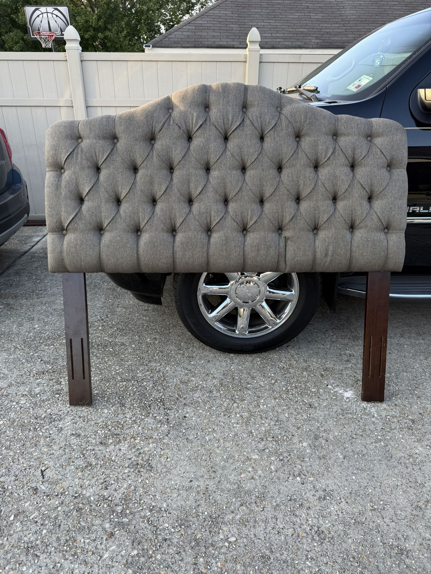 Queen Button Tufted Upholstered Headboard 