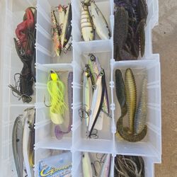 Huge Bass Fishing Tackle Lot - Lures, Plastics, Weights & Boxes!