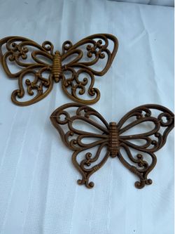Vintage Syroco Style Butterfly Wall Decor - Set of 2