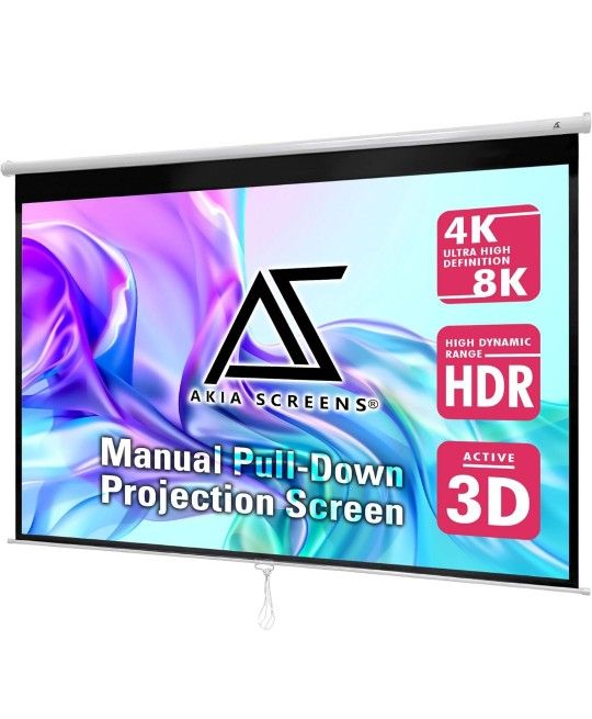 Akia Screens 110 inch Pull Down Projector Screen AK-M110H1 *Factory Sealed*