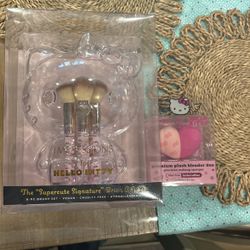 Hello Kitty Makeup Brushes With Sponges
