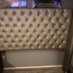 Queen Size Gray Bed Frame 