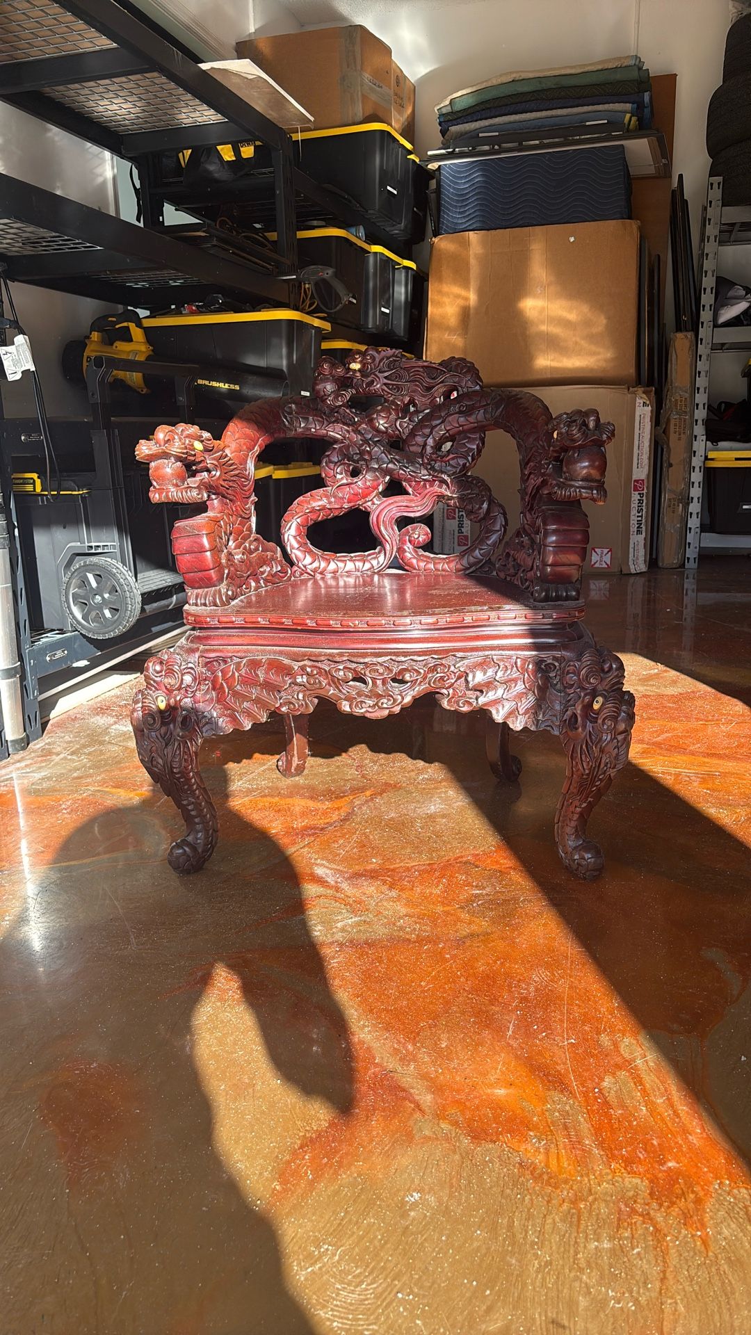 Antique Chinese Cherry Red Mahogany Wood Chair