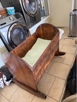 Handmade homemade rocking crib wood
