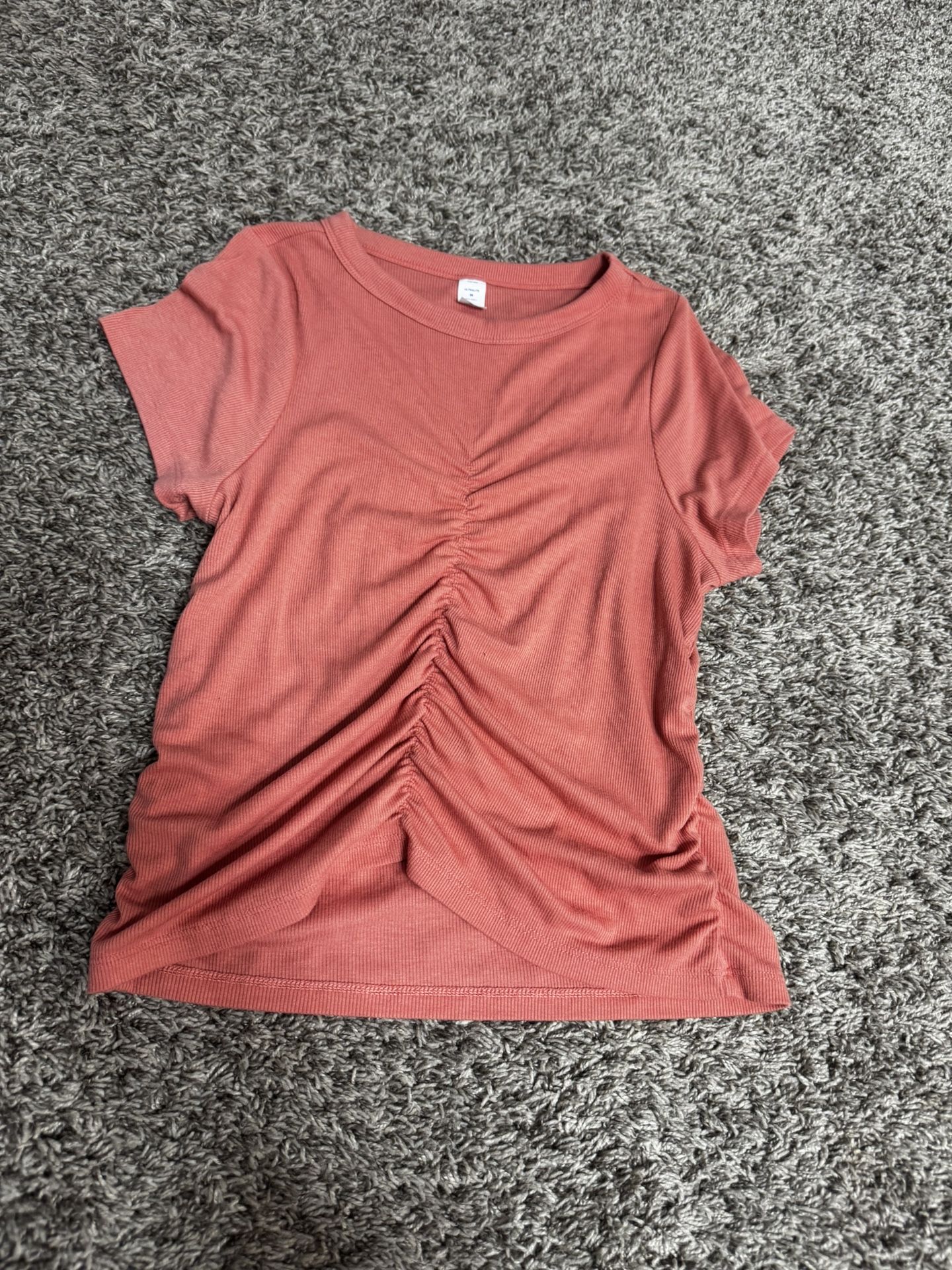 Coral Ruched T Shirt Size Medium