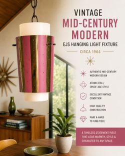 4 Vintage Mid-Century Modern EJS Hanging Light Fixture – Circa 1964