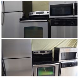 Stainless steel kitchen appliance sets