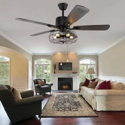 42 in. Black Ceiling Fan with Light Kit and Remote Control