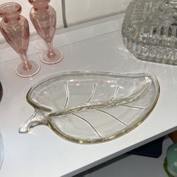 Vintage Glass Leaf Dish 