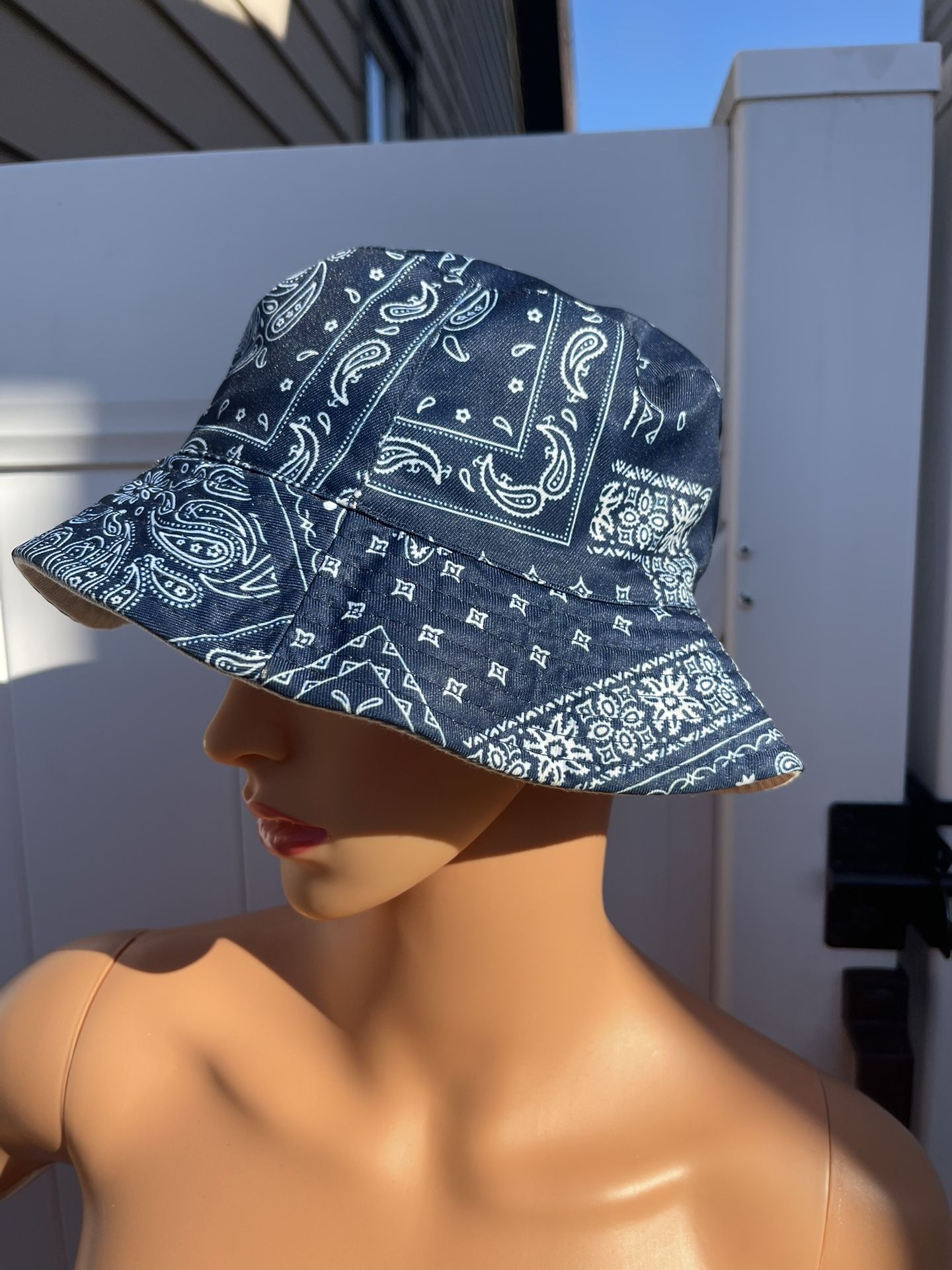 Bandana Print Denim Bucket Hat