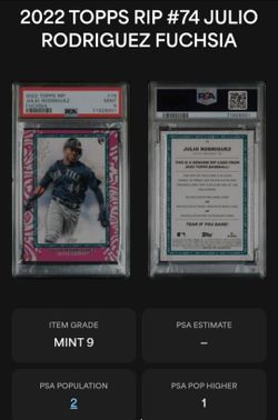 2022 Topps RIP Julio Rodriguez Rookie RC Fuchsia Parallel /65 #74 PSA 9 UNRIPPED