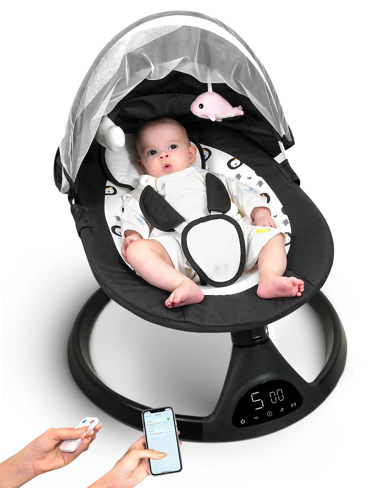 (NEW) Queerick Baby Swing For Infants To Toddler Bluetooth