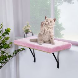 Cat Window Perch-Mounted Shelf Bed for cat Pink 