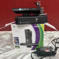 Xbox 360 4GB with Kinect + Power Cable + Dual Controller Charger-No Controllers