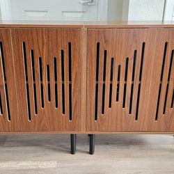 Set of 2 Sideboard Buffet / Shutter Doors / Cabinet with Adjustable Shelves