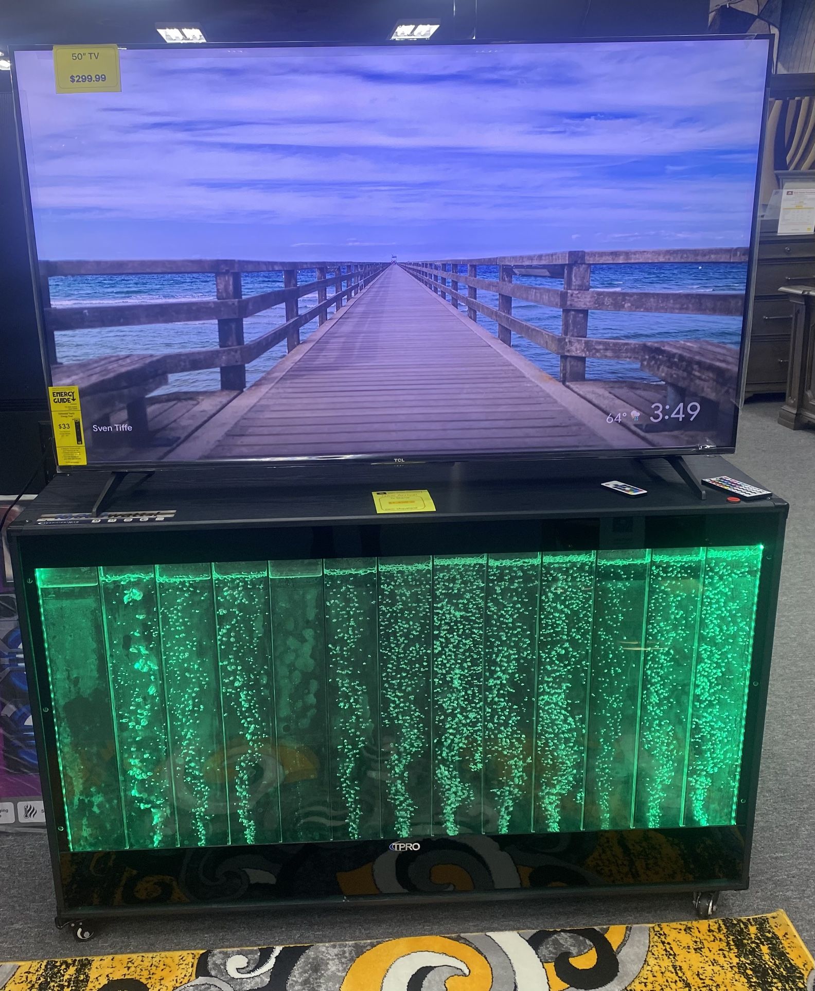 BLUETOOTH TV STAND WITH WATERFALL FRONT & EXPLOSIVE SOUND