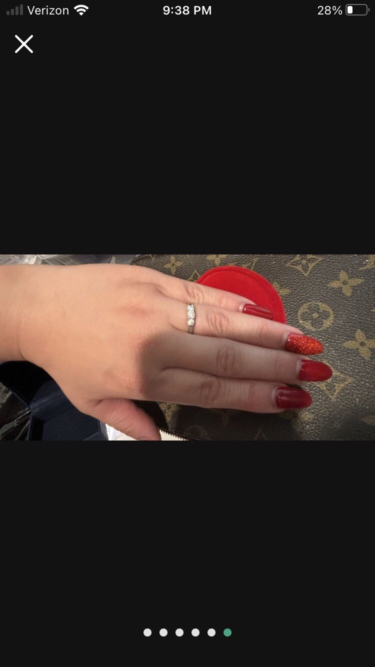 Engagement/Anniversary 14K White Gold 3 Small Diamonds