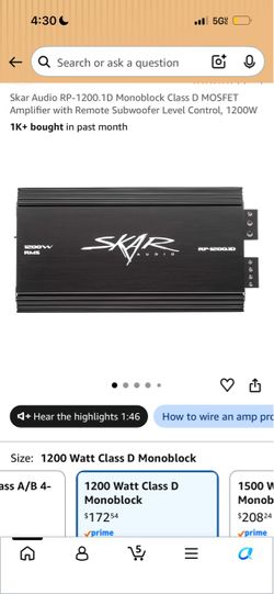 Skar Audio RP-1200.1D Monoblock Amplifier