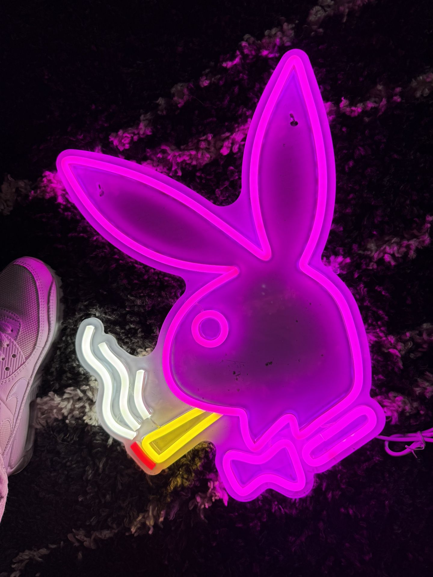 Smoking Playboy Bunny Acrylic Led Neon Sign 15 Inch Dimmable Wall Hanger