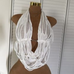 White Open Back Halter Top