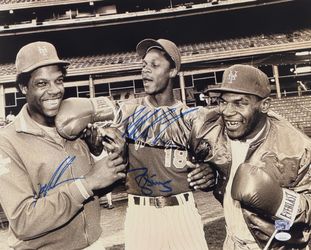Mike’s Tyson, Dwight Gooden, & Darryl Strawberry  Signed Mets Framed 16x20 Photo (JSA & Tyson)