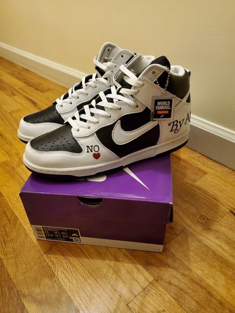 Men's Nike Supreme Dunk High SB By Any Means Black Size 11
