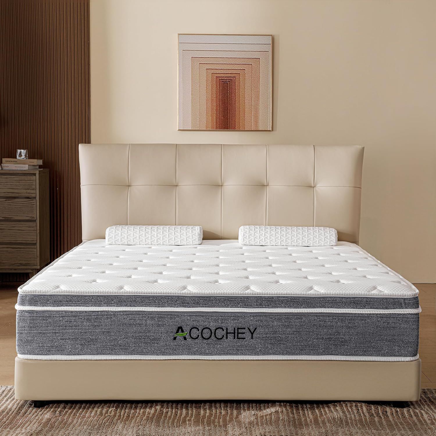 8 Inch Queen Mattresses, Hybrid Queen Size Mattress in a Box, Gel Memory Foam Medium Firm Grey Mattress
