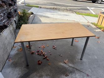 IKEA Desk / Table – Birch Plywood Top with Silver Legs
