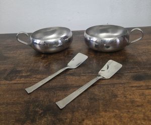 Vintage stainless steel gelato / ice cream serving set.