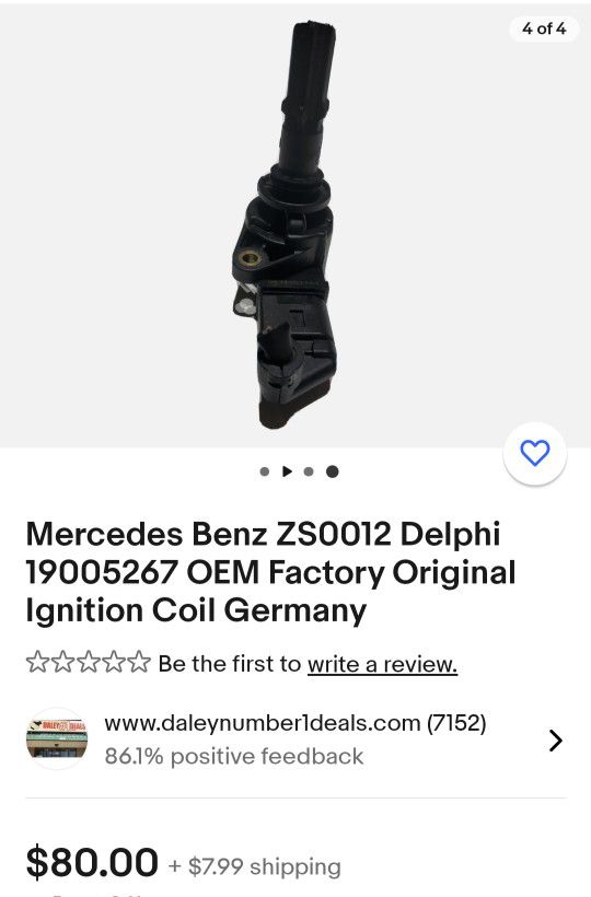 Mercedes Benz ZS0012 Delphi 1(contact info removed) OEM Factory Original Ignition Coil Germany

( 8 Pieces)