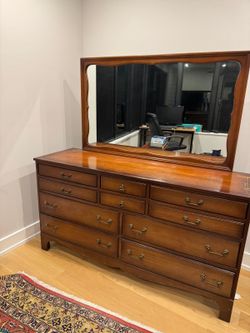 Wooden dresser and mirror