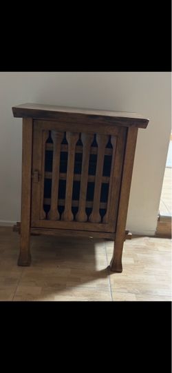 Wooden Wine Cabinet with Slatted Door
