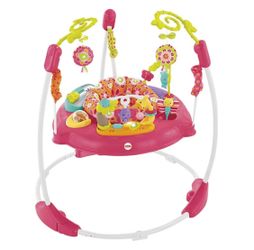 Fisher-Price Jumperoo Baby Activity Center with Lights Music and Baby Toys, Pink Petals