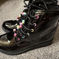 The Children's Place Beaded Lace Up Booties - Black Size 