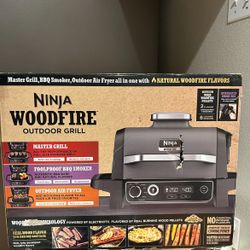 Ninja Woodfire Outdoor Grill & Smoker, 7-in-1 Master Grill, BBQ Smoker and Air Fryer in Gray